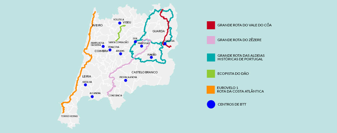 Mapa do Centro de Portugal